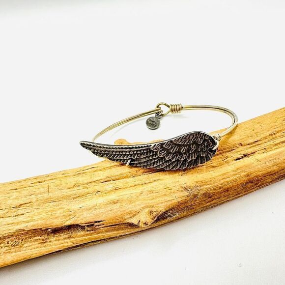 Luca & Danni Brass Angel Wing Bangle - Picture 1 of 4